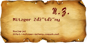 Mitzger Zétény névjegykártya